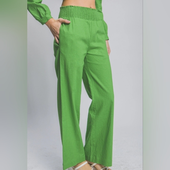 #392 🛑S,M,L Linen Pants with Smocked Waist - Picture 14 of 16